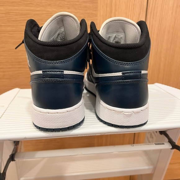 Nike Air Jordan 1 | Mid Sneakers | Armory Navy, White and Black | Size 7Y - Picture 7 of 10